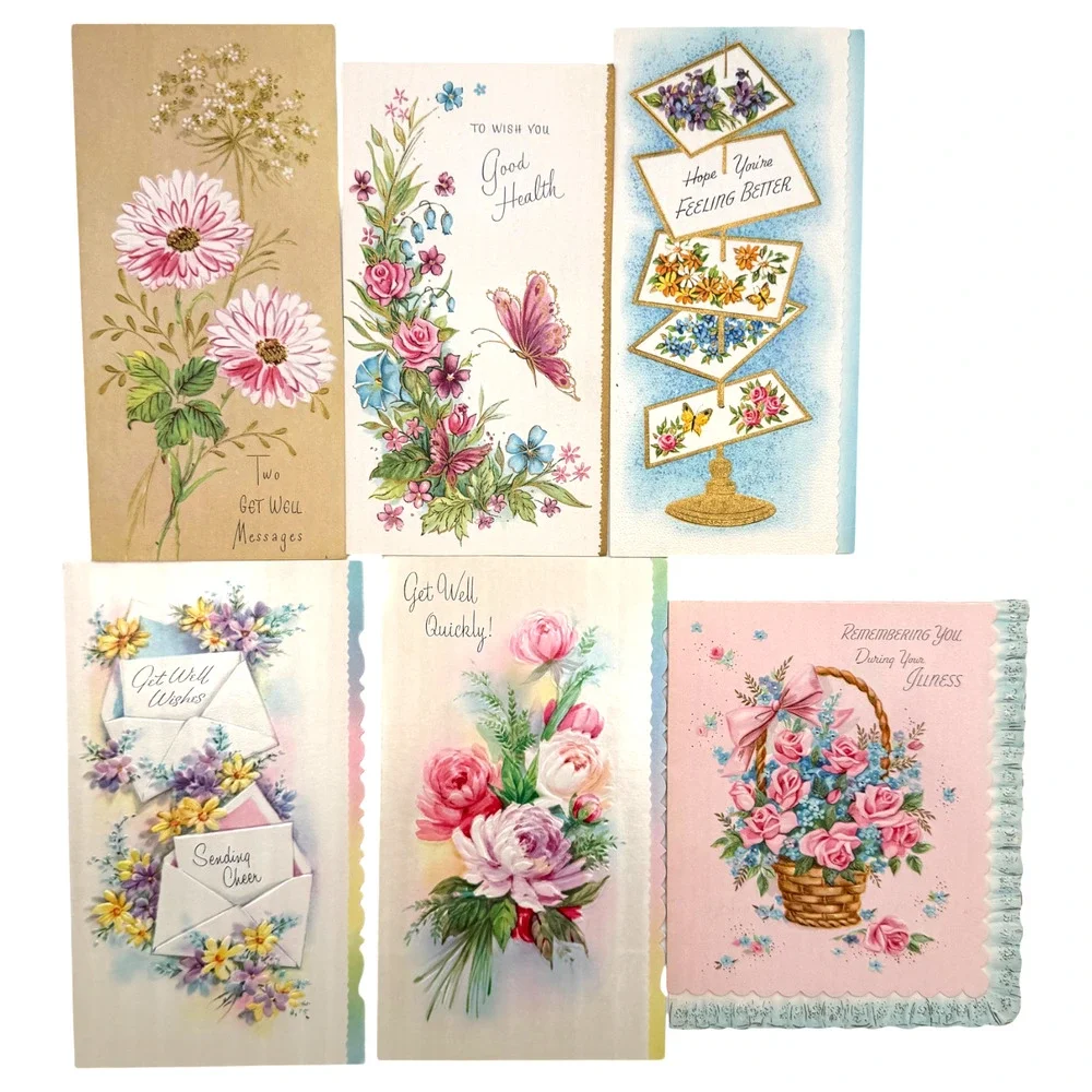 Vintage Greeting Card Lot Unused 24 Mixed Get Well Birthday Seasons Anniversary